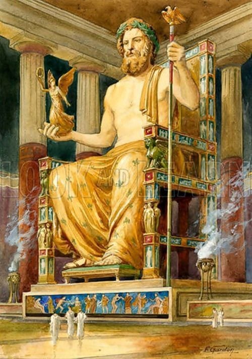 The statue of Zeus of Olympia